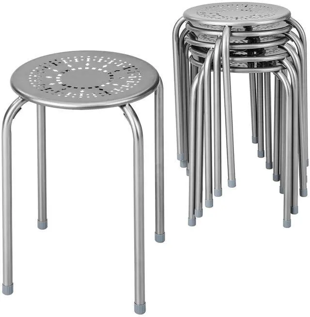 Main image of Stackable Stools Set of 6, No Assembly 17.5" Height Stacking School Chairs for Kids Adults, Portable Metal Nesting Stools, Flexible Seating for Classroom Middle School, Office, Small Space