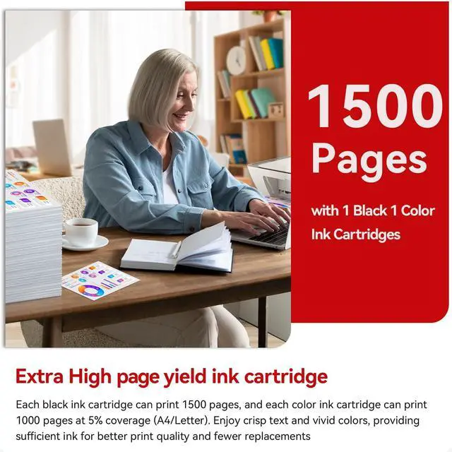Alt view image 5 of 6 - 1500 Pages 285XXL 286XXL Ink Cartridge Replacement for Canon 285 286 285XL 286XL Compatible for Pixma TR7820, TS7722 TS7720 Inkjet Printer, Print, Scan, Copy