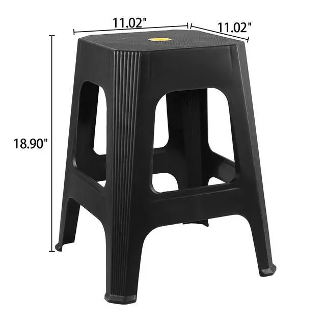 Alt view image 2 of 6 - 6 Pack 18.9 Inch Square Stackable Stools, Black Portable Stools | sturdy & lightweight, suitable for home, office, parties and small spaces