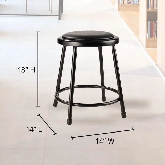 Alt view image 3 of 7 - 6418-10 NPS 18" Heavy Duty Vinyl Padded Steel Stool, Black