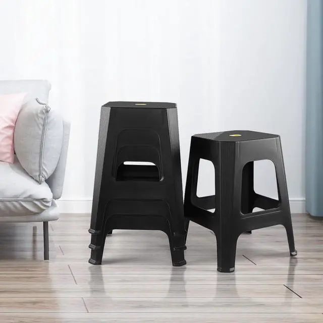 Main image of 6 Pack 18.9 Inch Square Stackable Stools, Black Portable Stools | sturdy & lightweight, suitable for home, office, parties and small spaces