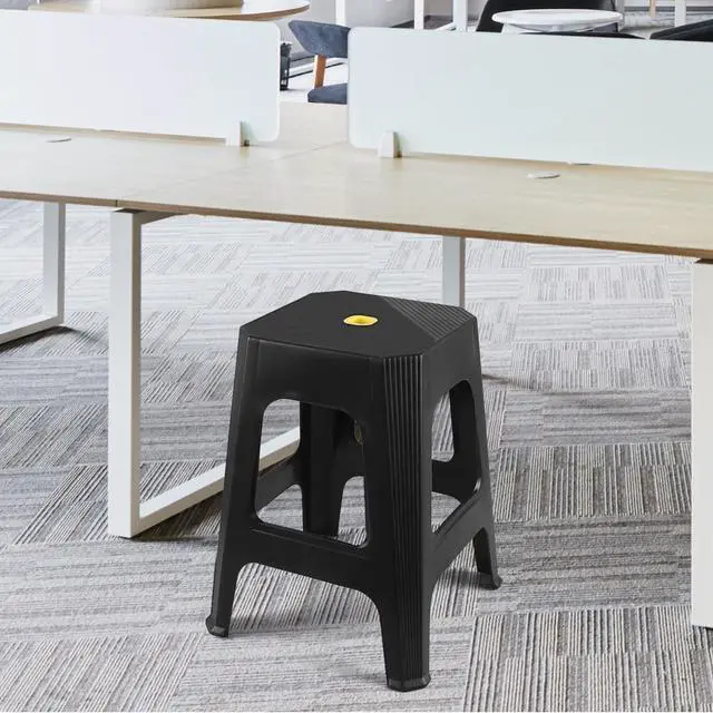 Alt view image 5 of 6 - 6 Pack 18.9 Inch Square Stackable Stools, Black Portable Stools | sturdy & lightweight, suitable for home, office, parties and small spaces