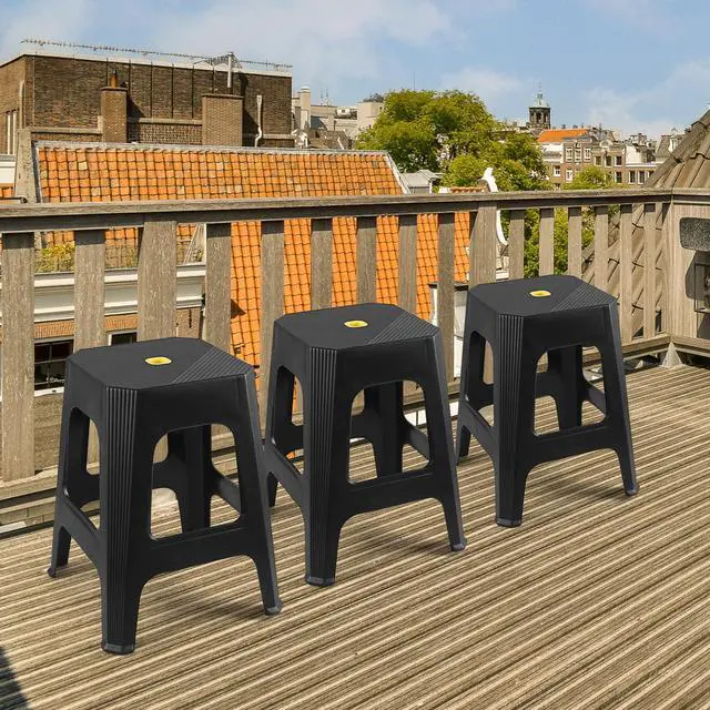 Alt view image 6 of 6 - 6 Pack 18.9 Inch Square Stackable Stools, Black Portable Stools | sturdy & lightweight, suitable for home, office, parties and small spaces