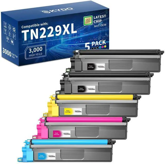 Main image of TN229XL TN229 Toner Cartridges Replacement for Brother, 5 Pack | Compatible with Brother MFC-L3780CDW MFC-L3720CDW HL-L3280CDW HL-L3220CDW HL-L3300CDW; Smart Chip, Clear Text & Color Output