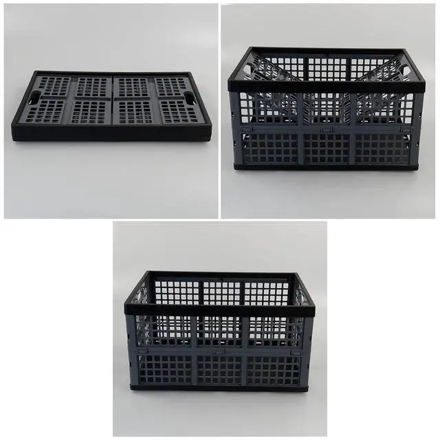 Alt view image 4 of 7 - 42 Liter Plastic Collapsible Storage Crate, Stacking Folding Crate, 4 Pack