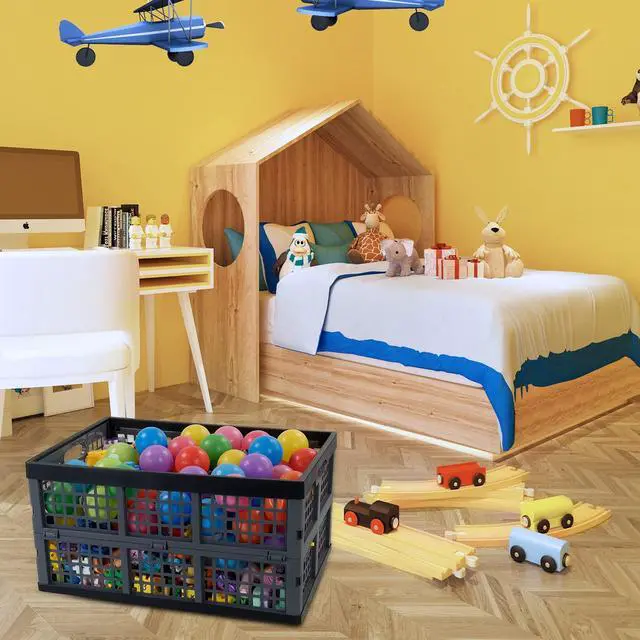 Alt view image 5 of 7 - 42 Liter Plastic Collapsible Storage Crate, Stacking Folding Crate, 4 Pack