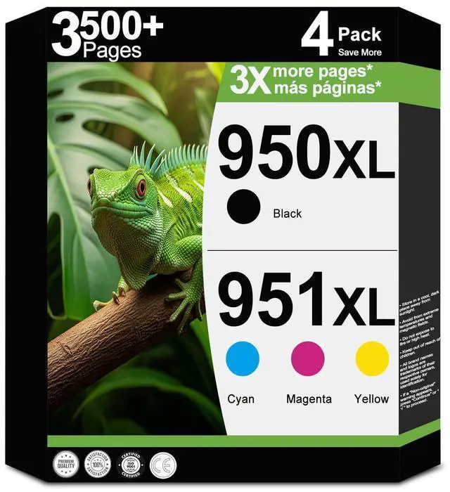 Main image of 950XL 951XL Ink Cartridges Compatible Replacement for HP 950 951 XL Combo Fit for OfficeJet Pro 8600, 8610, 8615, 8620, 8625, 8630, 8640, 8660, 8100, 8110, 251DW, 276DW Printers (4-Pack, C/Y/M/K)