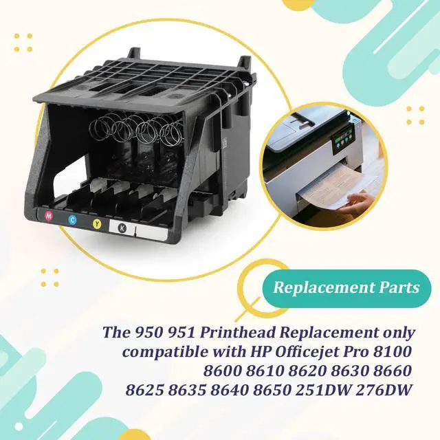 Alt view image 2 of 7 - 951 950 Printhead Replacement for HP Officejet Pro 8610 8600 Printhead for HP Officejet Pro 8100 8620 8630 8660 8625 8635 8640 8650 251DW 276DW Printer Replacement Accessories (with Chip)