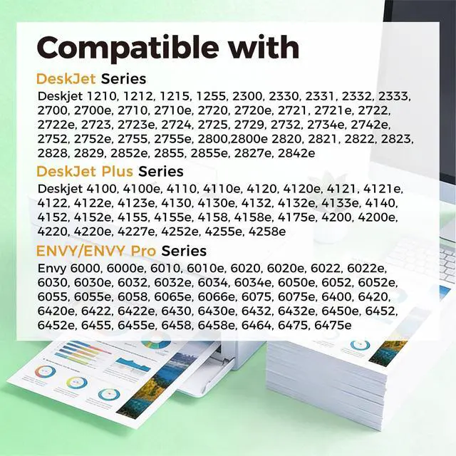 Alt view image 2 of 7 - 67XL Ink Cartridges 3-Pack Replacement for HP Ink 67 HP67 XL HP67XL Black Color Combo for 2800 2855e 4125e 4100 4200 2755e 6055e 6000 2700e 2742e 2752e 6400 4155e 2700 6455e 2827e 4200e 6458 Printer