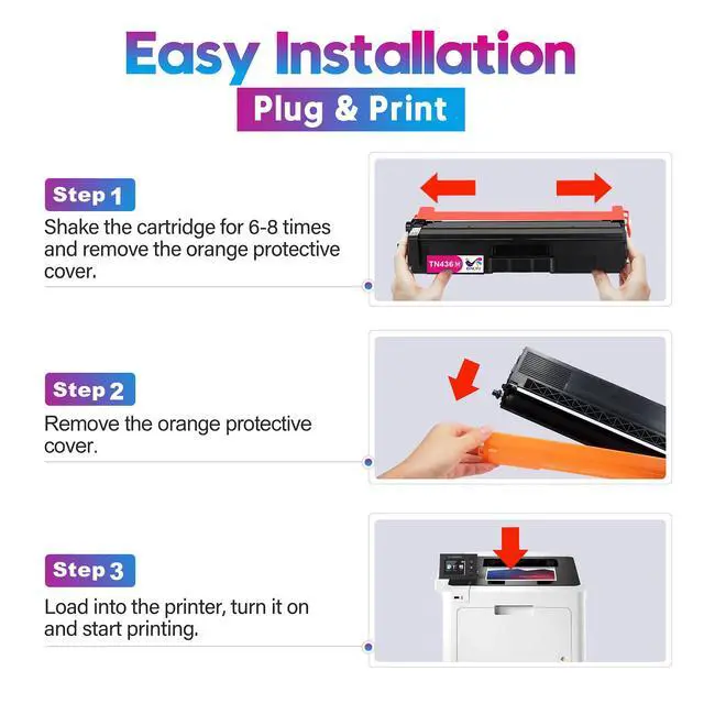 Alt view image 6 of 6 - TN436 Toner Cartridge Compatible Replacement for Brother TN436 TN436BK TN433 TN431 for HL-L8360CDW MFC-L8900CDW MFC-L8905CDW HL-L8360CDWT HL-L8260CDW HL-L9310CDW MFCL8610CDW Printer (4-Pack)