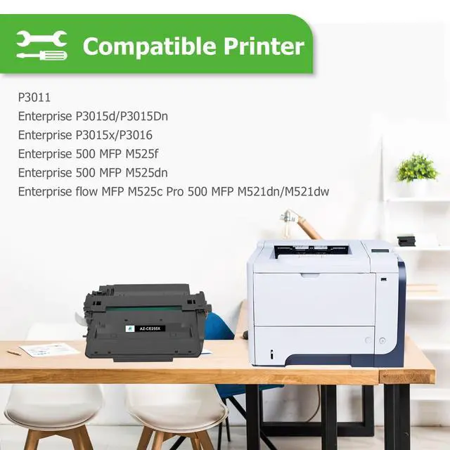 Alt view image 3 of 6 - CE255X 55X Toner Cartridge Black P3015 M521dn CE255A 55A 2 Pack High Yield | Compatible for HP LaserJet P3015 Toner P3011 P3015d P3015x P3015dn P3016 Pro 500 MFP M521dw M521 M525 Printer (2-Pack)