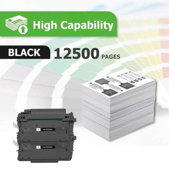 Alt view image 2 of 6 - CE255X 55X Toner Cartridge Black P3015 M521dn CE255A 55A 2 Pack High Yield | Compatible for HP LaserJet P3015 Toner P3011 P3015d P3015x P3015dn P3016 Pro 500 MFP M521dw M521 M525 Printer (2-Pack)