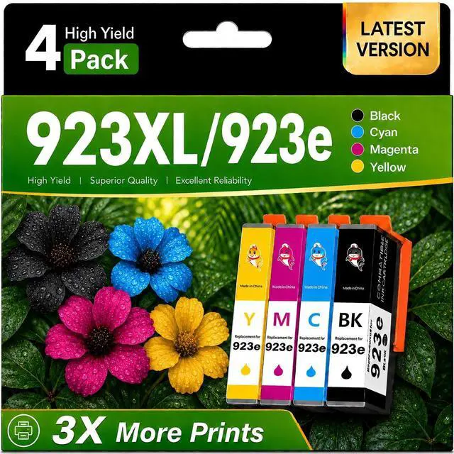 Main image of 923e 923XL Ink Cartridges Combo Pack with Chip: Replacement for HP 923e 923 Ink Cartridges for HP Printer Compatible with HP OfficeJet Pro 8130e 8135e 8125e 8139e 8138e 8122e 8120e Printer,4 Pack