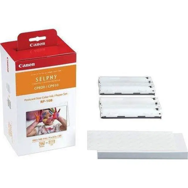 Alt view image 2 of 4 - Color Ink/Paper Set, Compatible with SELPHY CP910/CP820/CP1200, RP-108 (Pack of 2)