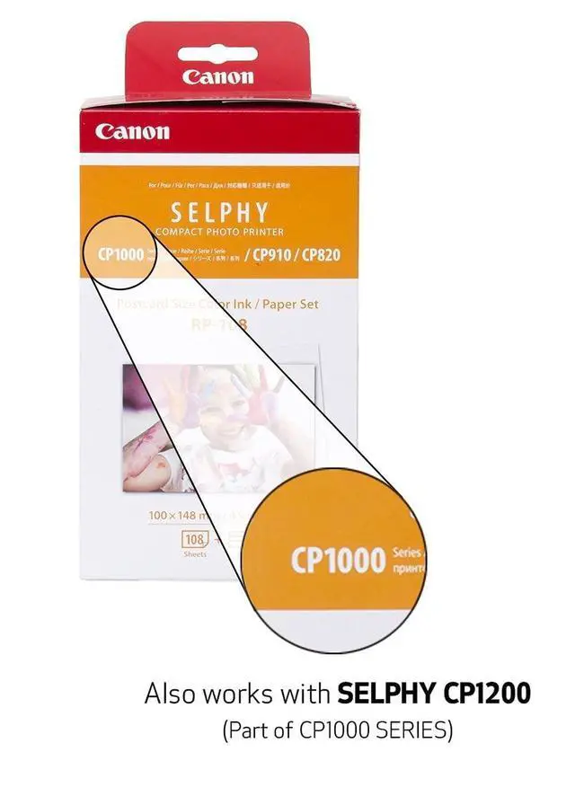 Alt view image 4 of 4 - Color Ink/Paper Set, Compatible with SELPHY CP910/CP820/CP1200, RP-108 (Pack of 2)