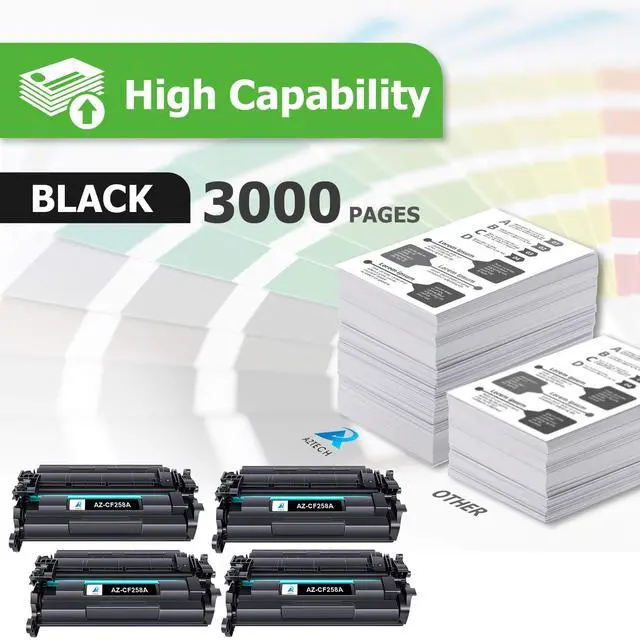 Alt view image 2 of 7 - 58A CF258A 58X CF258X Toner Cartridge M404n M404dn M428fdw 4 Pack | Replacement for HP 58A CF258A 58X CF258X LaserJet Pro M404n M404dn MFP M428fdw M428dw M428fdn M404 M428 Printer Black Ink