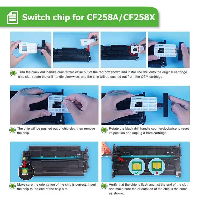 Alt view image 4 of 7 - 58A CF258A 58X CF258X Toner Cartridge M404n M404dn M428fdw 4 Pack | Replacement for HP 58A CF258A 58X CF258X LaserJet Pro M404n M404dn MFP M428fdw M428dw M428fdn M404 M428 Printer Black Ink