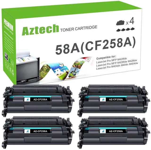 Main image of 58A CF258A 58X CF258X Toner Cartridge M404n M404dn M428fdw 4 Pack | Replacement for HP 58A CF258A 58X CF258X LaserJet Pro M404n M404dn MFP M428fdw M428dw M428fdn M404 M428 Printer Black Ink