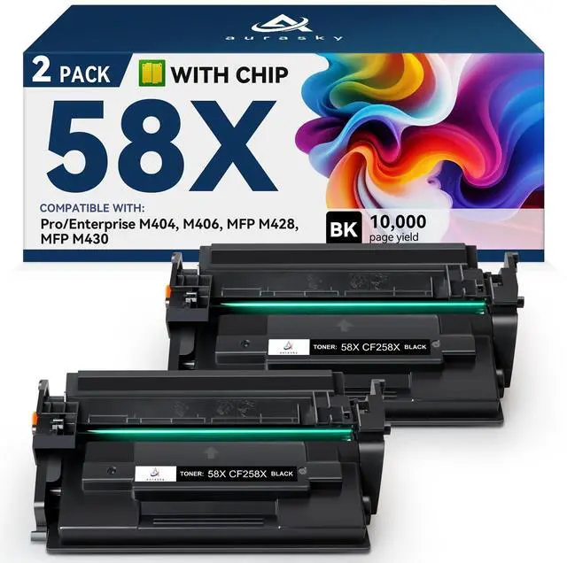Main image of 58X Toner Cartridge Black Compatible Replacement for HP 58X 58A toner cartridge CF258X 2-Pack works with Laserjet Pro MFP M428fdw M404dn M404n M404dw M428fdn M430f M406dn Printer Ink (with Chip)