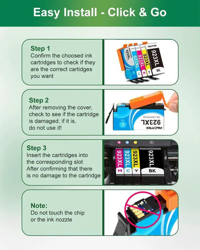 Alt view image 5 of 6 - 923XL Ink Cartridges Combo Pack Replacement for HP 923 923e Ink Cartridges for Printers, Compatible with OfficeJet Pro 8130 8120 8120e 8130e 8125e Printers, 4-Pack
