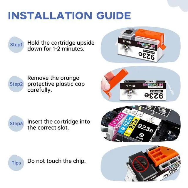 Alt view image 4 of 7 - 923XL 923 Ink Cartridges for HP 923 923xl 923e with Latest Chips | Work for OfficeJet Pro 8135 8130 8139 8138 8122 8120 8124 8125 8130 8132 8134 Printer,4 Pack