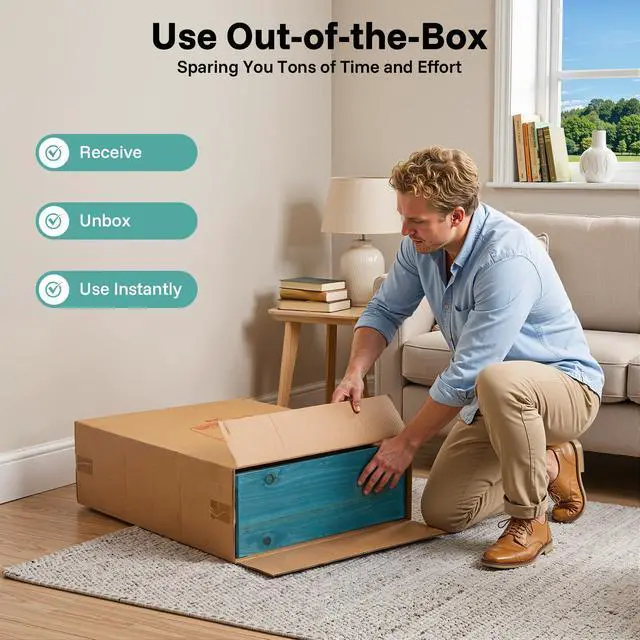 Alt view image 7 of 7 - Wooden Desk Drawer Organizer, 3 Sizes Vintage Apothecary Drawers Cabinet with 14 Drawers Label Frame Practical Card Catalog Cabinets for Household Office Medicine Tea Bags (Blue)