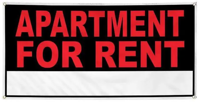 Main image of Vinyl Banner Multiple Sizes Apartment for Rent Business A Business Outdoor Weatherproof Industrial Yard Signs Red 6 Grommets 36x72Inches