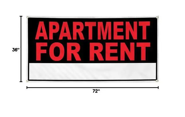 Alt view image 7 of 7 - Vinyl Banner Multiple Sizes Apartment for Rent Business A Business Outdoor Weatherproof Industrial Yard Signs Red 6 Grommets 36x72Inches