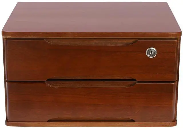 Main image of Wooden Desk Organizer with Drawers and Lock, Desktop Storage Cabinet,Drawer Organizer Desktop Drawer Wooden Storage Box for Home office Supplies (Walnut, 2Tier)