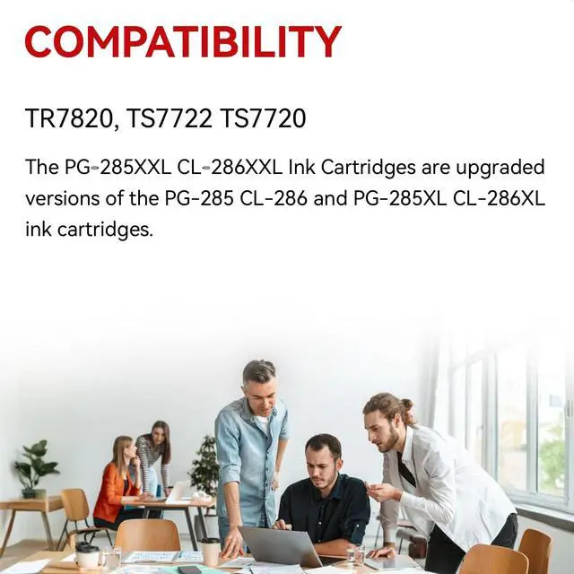 Alt view image 3 of 6 - 1500 Pages 285XXL 286XXL Ink Cartridge Replacement for Canon 285 286 285XL 286XL Compatible for Pixma TR7820, TS7722 TS7720 Inkjet Printer, Print, Scan, Copy