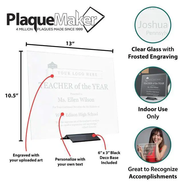 Alt view image 4 of 5 - Frosted Glass Award Plaque (10.5 x 13")
