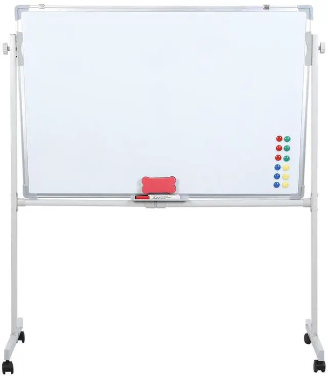 Main image of Mobile Whiteboard with Stand 36"x24" Portable Magnetic Dry Erase Board on Wheels Included 12 Magnets, 5 Markers & 1 Eraser