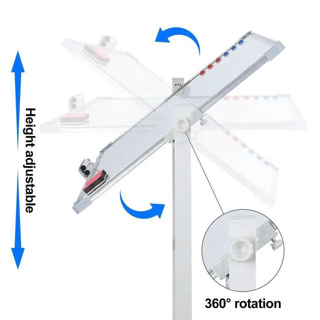 Alt view image 5 of 7 - Mobile Whiteboard with Stand 36"x24" Portable Magnetic Dry Erase Board on Wheels Included 12 Magnets, 5 Markers & 1 Eraser