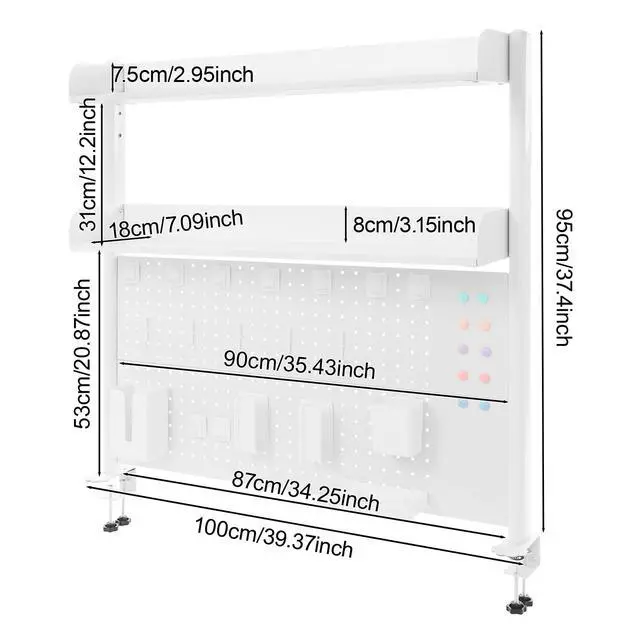 Alt view image 2 of 7 - Clamp on Desk Organizer Shelf with Pegboard, Multipurpose Desktop Hutch Desk Bookshelf Desktop Bookcase Storage Rack Display Shelf for Home Office Dorm, Study Rooms, Bedrooms (White)
