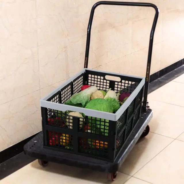 Alt view image 5 of 7 - 3-Pack 66 L Collapsible Milk Crates, Folding Plastic Storage Bins | Stackable Containers for Organizing, Foldable Crates 23.5 x 16.88 x 11.81 in, Black, Space-Saving Fold-Flat Design