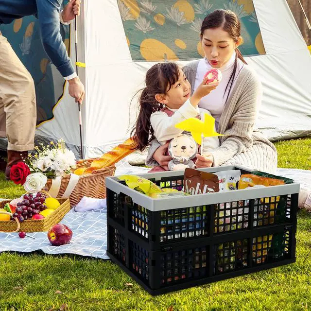 Alt view image 5 of 7 - 42 Liter Plastic Stackable Collapsible Crate, 4 Pack | Folding Crates Storage