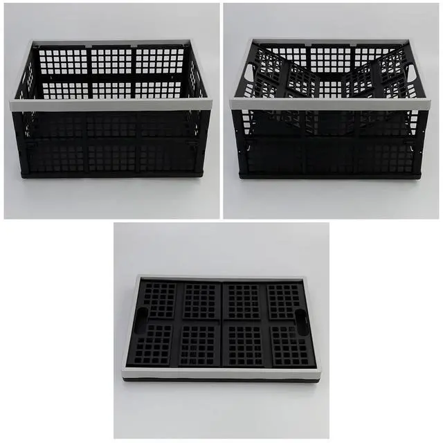 Alt view image 7 of 7 - 42 Liter Plastic Stackable Collapsible Crate, 4 Pack | Folding Crates Storage