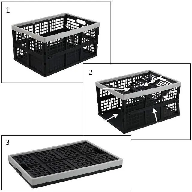 Alt view image 2 of 7 - 4-Pack 40 L Collapsible Storage Crates, Large Storage Basket | Breathable Plastic, Collapsible Design, Side Carry Handles, Stackable Structure, for Garage, Pantry & Household Storage