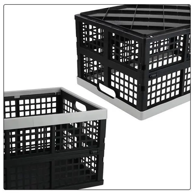 Alt view image 3 of 7 - 4-Pack 40 L Collapsible Storage Crates, Large Storage Basket | Breathable Plastic, Collapsible Design, Side Carry Handles, Stackable Structure, for Garage, Pantry & Household Storage