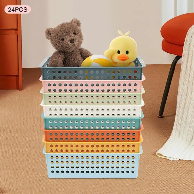 Alt view image 2 of 7 - Turn In Trays Classroom,24 Pack Classroom Baskets For Classroom,Plastic Storage Baskets With Handles,Modern Colorful Organizer Baskets,Classroom Storage Bin Book Baskets For Pencils Storage