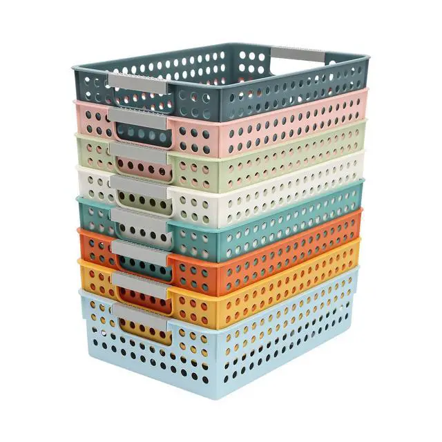 Alt view image 7 of 7 - Turn In Trays Classroom,24 Pack Classroom Baskets For Classroom,Plastic Storage Baskets With Handles,Modern Colorful Organizer Baskets,Classroom Storage Bin Book Baskets For Pencils Storage