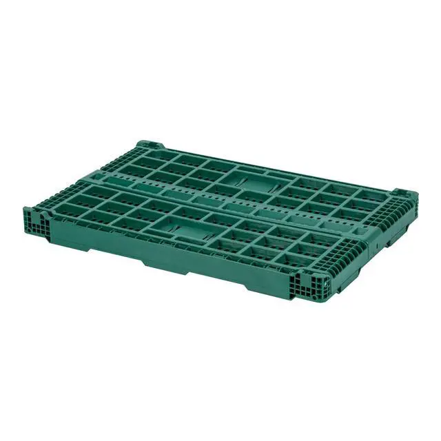 Alt view image 2 of 7 - Cater Tek 43 Liter Collapsible Crate 1 Stackable Storage Crate - With Handles Mesh Design Green Plastic Folding Crate Heavy-Duty For Home Garage Or Commercial Use