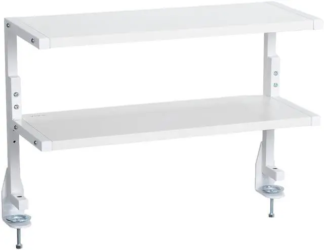 Main image of White Clamp-on 24 inch 2-Tier Desk Shelf, STAND-SHELF24C-W | Above or Below Desk, 2 Level Shelving Unit for Table Accessories, Gaming Devices, and More, Storage Tray, Desktop Organizer