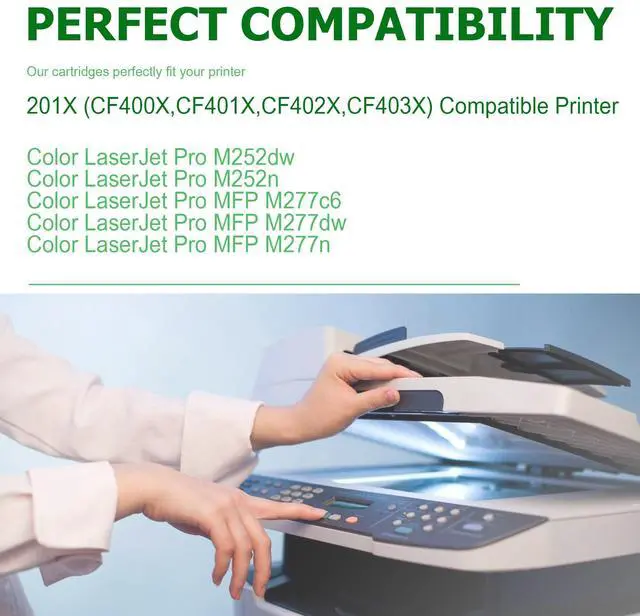 Alt view image 2 of 7 - 4 Pack Compatible for HP 201A 201X High-Yield Toner Cartridge M277dw M252dw | Replacement for HP Color Pro MFP M277dw M252dw M277n M277c6 M252n M277 Printer Toner (Black, Cyan, Magenta, Yellow)