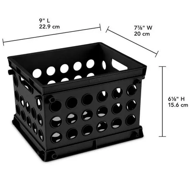Alt view image 2 of 7 - Mini Crate, Stackable Plastic Storage Bin with Handles, Organize Home, Garage, Office, School, Dorm Room, Black, 24-Pack