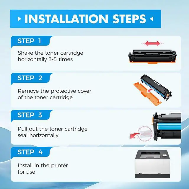 Alt view image 6 of 7 - 218A Toner Cartridges Set with chip 4-Pack 3301fdw Replacement for HP 218A W2180A W2181A W2182A W2183A 218X W2180X Black Compatible with HP Color LaserJet Pro MFP 3301cdw 3301sdw 3201dw Printers Ink