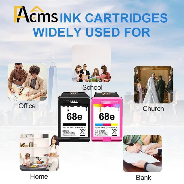 Alt view image 4 of 7 - 68XL Ink Cartridges Replacement for HP 68e 68 XL Ink Cartridges Black Color Combo Pack Compatible for HP Envy 6155e, 6500e, 6552e, 6555e, 6558e, 6100e, 6152e Printer(2Pack)