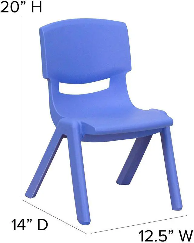 Alt view image 6 of 7 - 4 Pack Blue Plastic Stackable School Chair with 10.5" H Seat, Preschool Chair