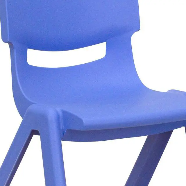Alt view image 7 of 7 - 4 Pack Blue Plastic Stackable School Chair with 10.5" H Seat, Preschool Chair