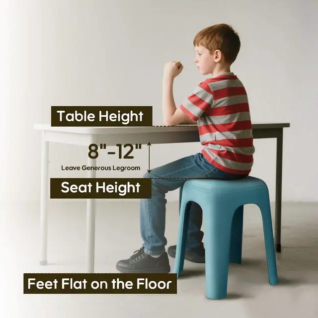 Alt view image 4 of 7 - 8 Pack Stackable Classroom Stools 18 Inch Nesting Plastic Stools Portable Backless Chairs for Classroom, Students, Adults, Living Room, Dining Room, Office Home